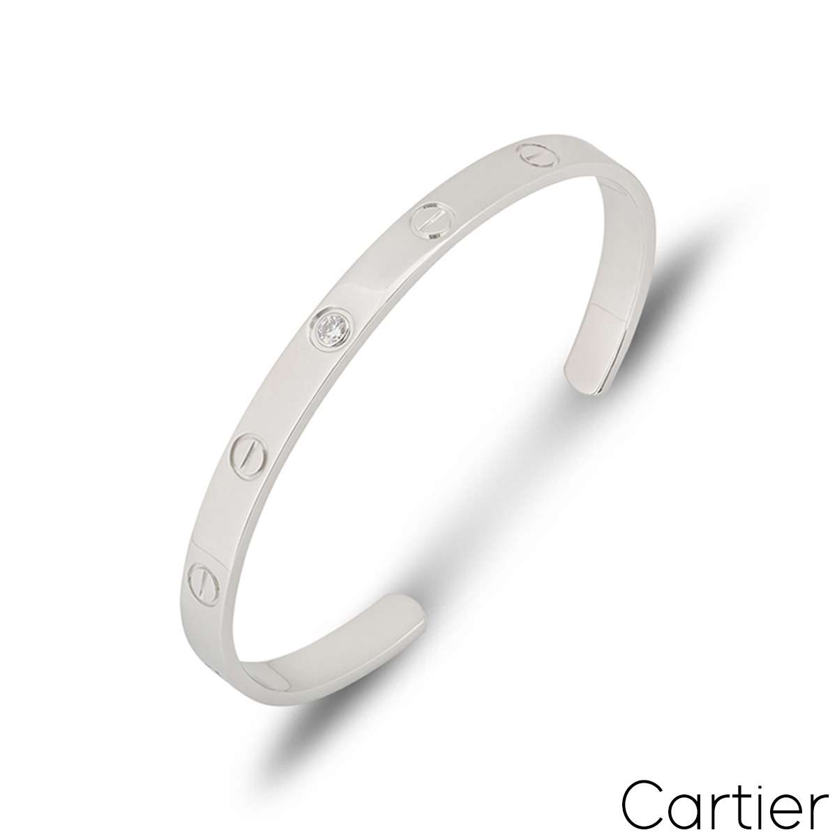 Cartier White Gold Diamond Cuff Love Bracelet Size 18 B6029918